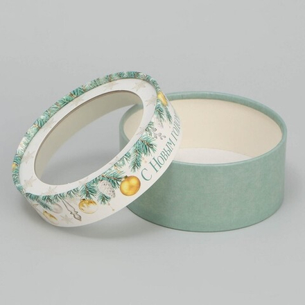 Коробка для макарун тубус с окном «С Новым годом», 12×12×5 см