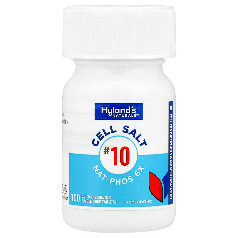 Hyland's Naturals, Cell Salt # 10, Nat Phos 6X, 100 быстрорастворимых отдельных таблеток
