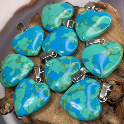 43559 Бирюза (иск.) Кулон сердце 2см