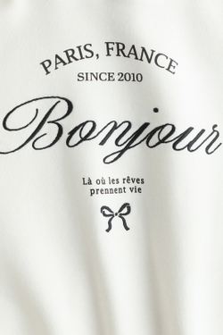 H&M Толстовка с капюшоном и принтом, белый