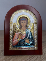 Ангел Хранитель, икона арочная, красное дерево, эмаль 105х140