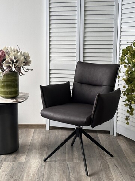 Стул М-City DISAUR Дин (Dean) поворотный на 360 градусов, темно-серый, Экокожа Maison 99, Черный