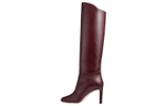 Jimmy Choo Karter Leather Knee High Boots 8.5cm Women"s Burgundy