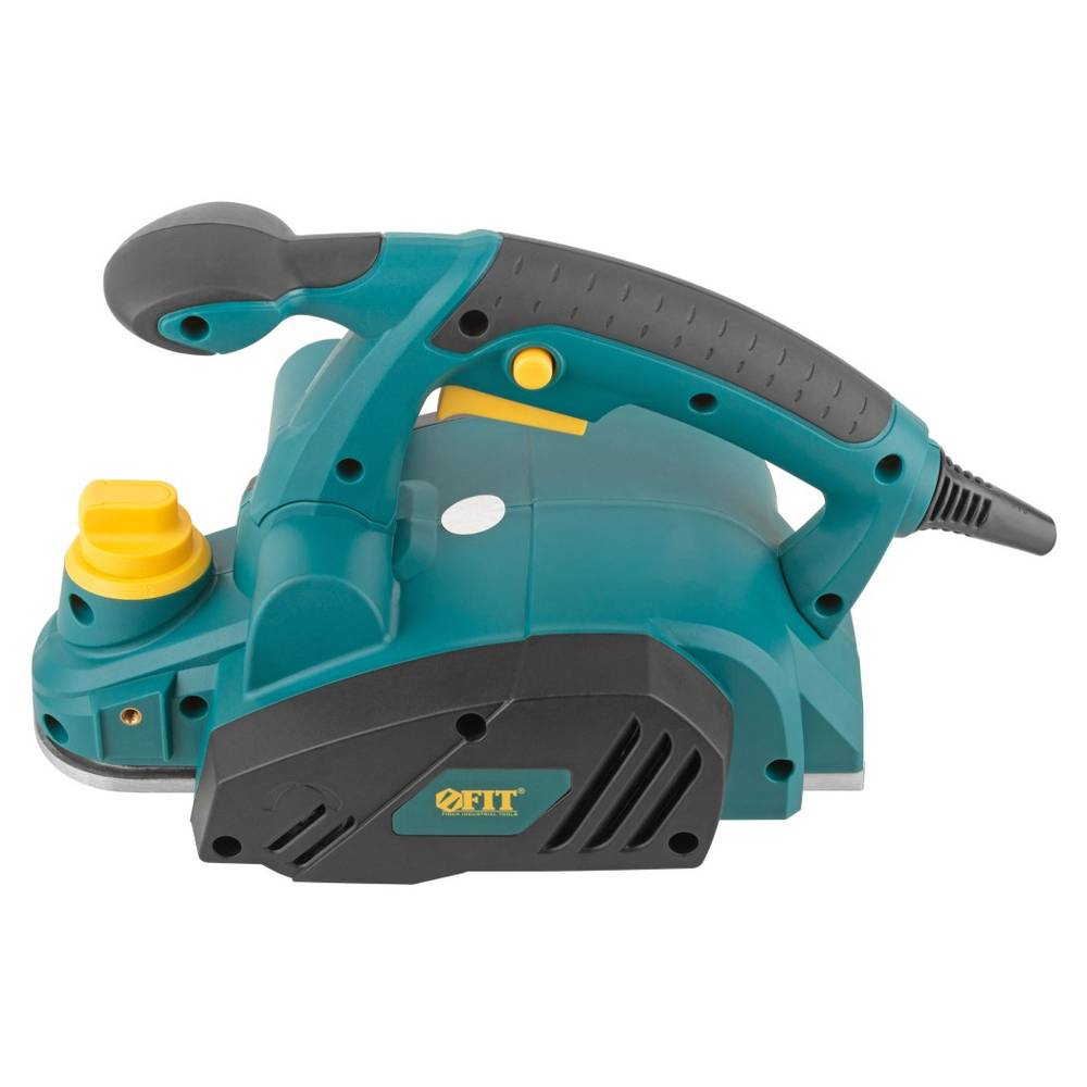 Рубанок 900 Вт; 16000 об/мин; 82 мм; 0-3,0 мм; паз 0-16 мм; 3 кг; прав. выброс; ал.опора; рез. накл.; коробка FIT 80498