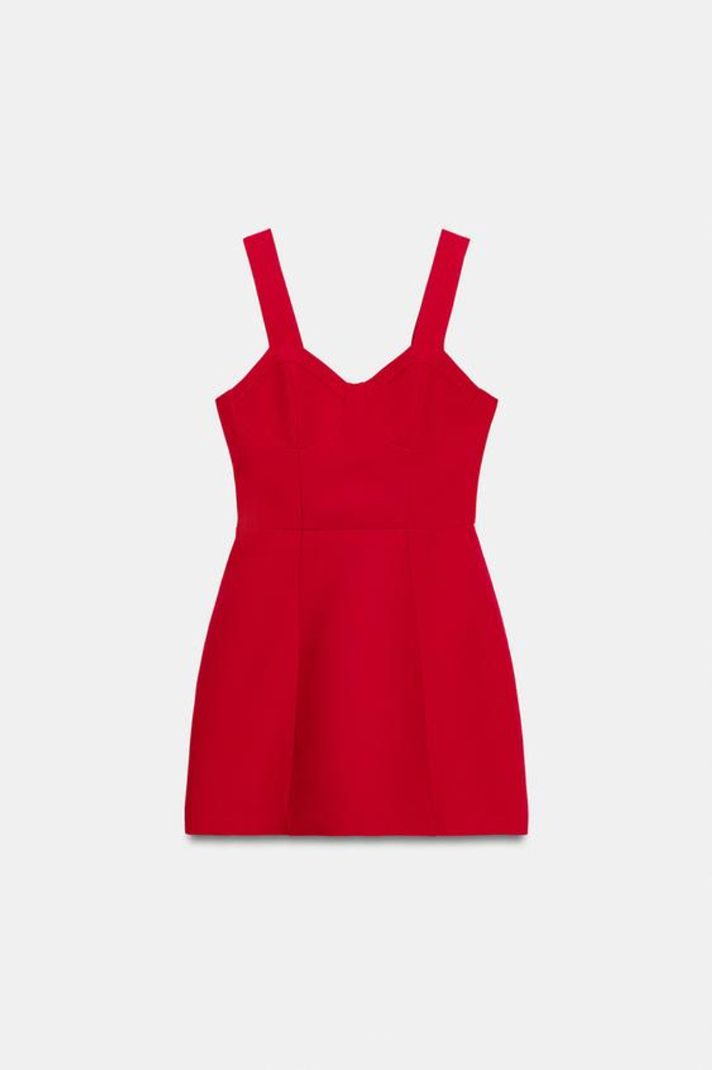 ZARA МИНИ-ПЛАТЬЕ В БЕЛЬЕВОМ СТИЛЕ, КРАСНЫЙ