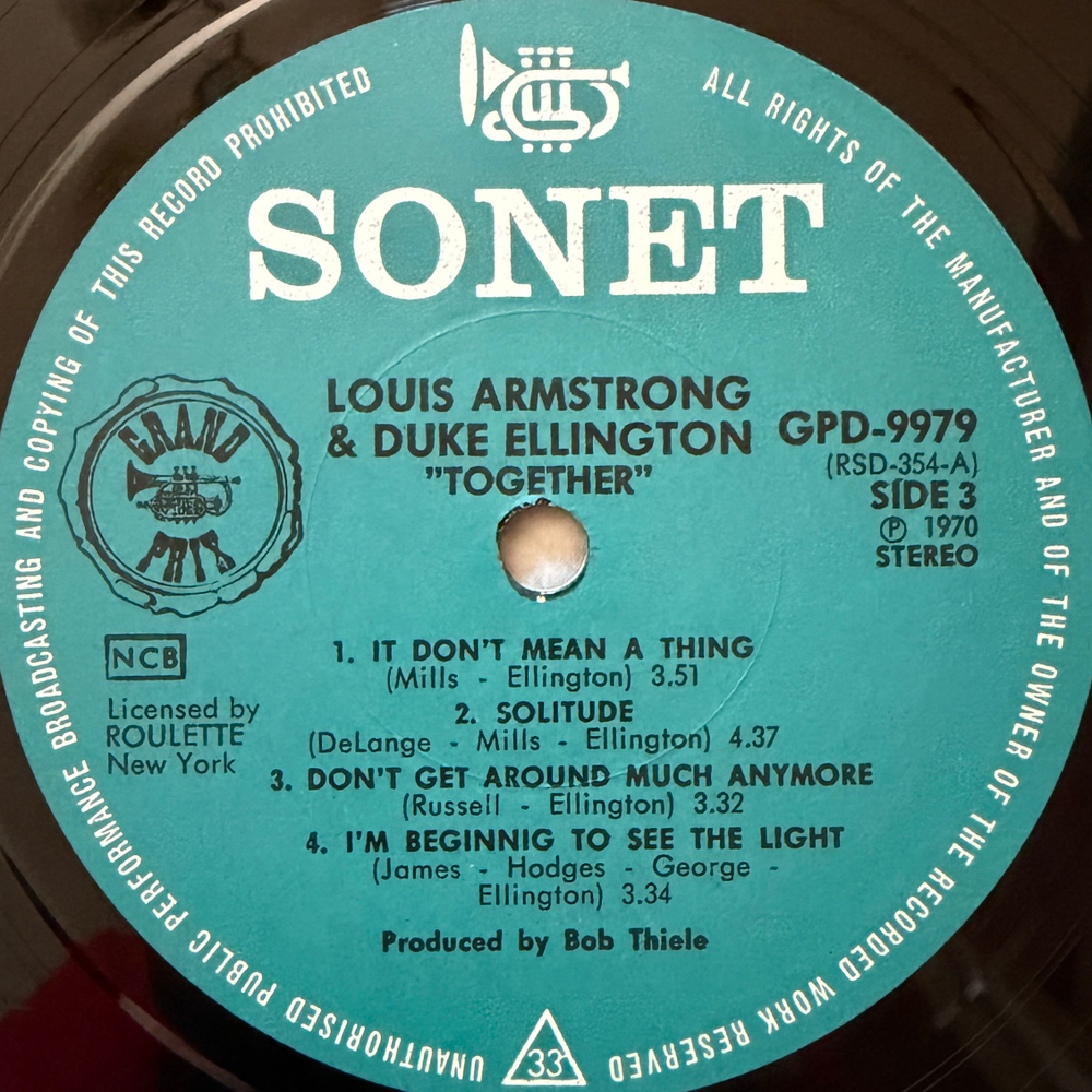 Louis Armstrong & Duke Ellington ‎– Together 2LP (Швеция 1970г.) Т