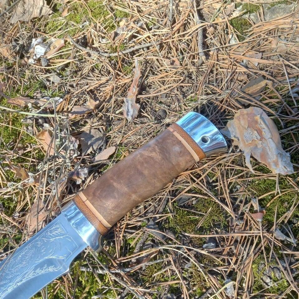 Нож кованый НС-52А Ласка, с алюминиевыми вставками (Златоуст)