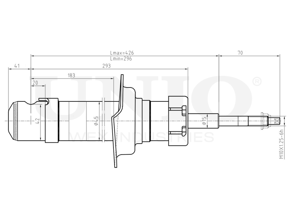 Амортизатор газовый передней подвески UNIO SAB-10497