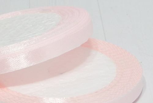 Лента атласная 0,6см х 22м "Бледно-розовая" (№61) 1 шт