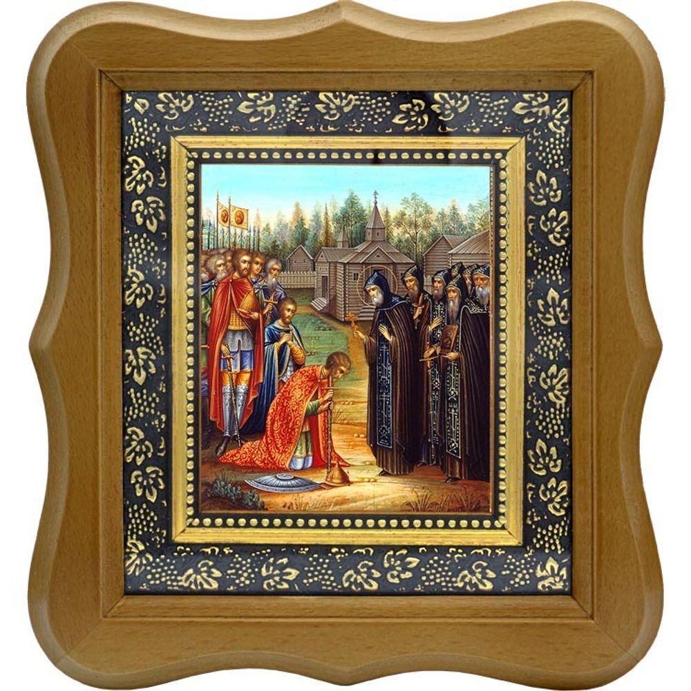 Сергий Радонежский благословляет Дмитрия Донского на Куликовскую битву. Икона на холсте