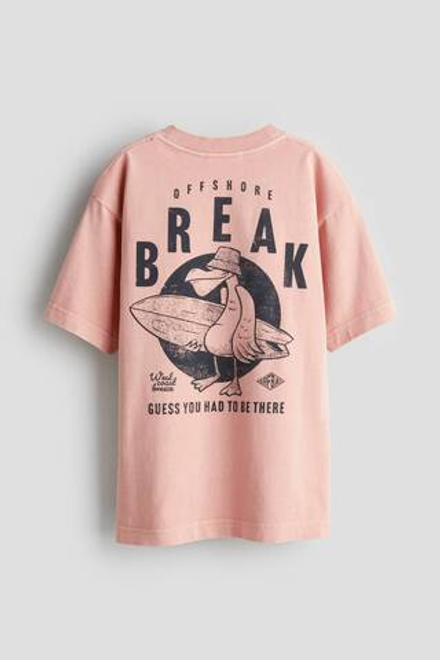 H&M Футболка из хлопка с принтом, розовый