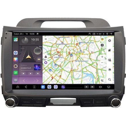 Магнитола для KIA Sportage 2010-2016 (низкая комплектация) - Carmedia SF-9735-1 (рамка 9") QLed+2K, Android 13, TS20, CarPlay, 4G SIM-слот