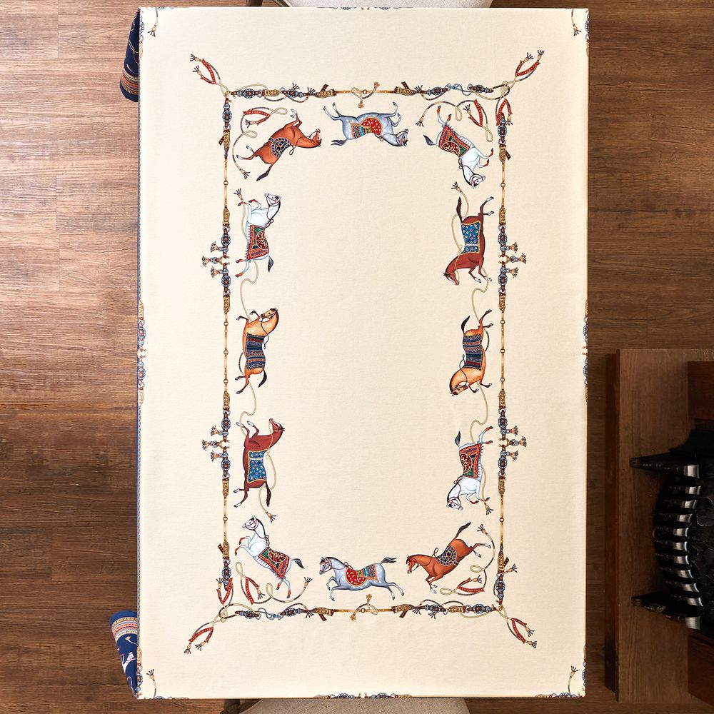 СКАТЕРТЬ "PASSAGE" 140Х300СМ ,БЕЖЕВЫЙ,100% ХЛОПОК С ПРОПИТКОЙ,ТВИЛ