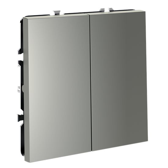 Перекрестный переключатель встраиваемый VOLTUM S70 двухклавишный 10А, (сталь)