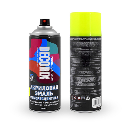 Эмаль аэроз. DECORIX акрил.  флуоресцентная желтая  520мл  0102-01 DX