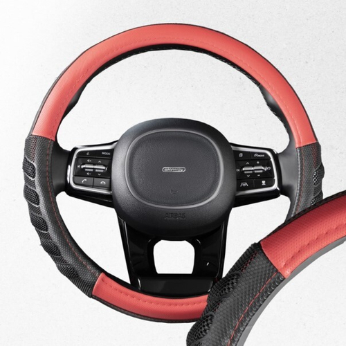 Оплетка руля M 37-38 см экокожа черно-красная Racer-1 (SKYWAY)