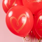 Шар (12''/30 см) Я Тебя Люблю (золотое сердце), Красный (230), пастель, 2 ст, 25 шт.