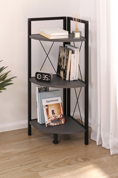 Угловой стеллаж 90х35 - антрацит