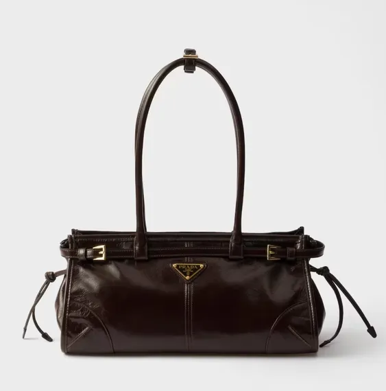 Кожаная средняя сумка Prada Bonnie, тёмно-коричневый