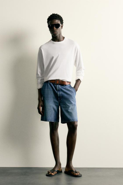 ZARA ДЖИНСЫ STRAIGHT FIT С ВОЩЕНЫМ ЭФФЕКТОМ, ВЫЦВЕТШИЙ СИНИЙ