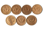 Набор из 7 монет 1 копейка 1930, 34, 36, 38,39, 40, 41 гг. Ранний СССР