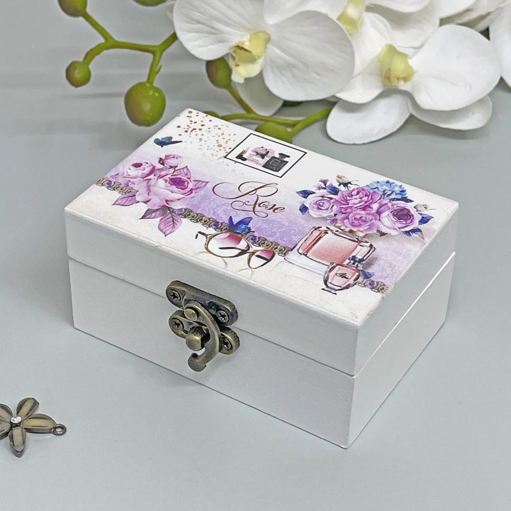 Шкатулка деревянная с зеркалом «МАРЦИПАН», пудровые пионы, 9.5*6.5*5см (в коробке)