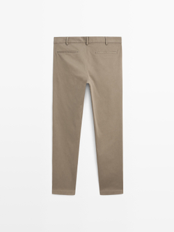 Massimo Dutti Зауженные брюки из саржи, коричневый