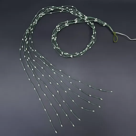 Светодиодная нить Хвост 480 разноцветных ламп, 12 лучей по 2 метра, 24В, 8 режимов, таймер, зеленый провод, LUCA (85440)