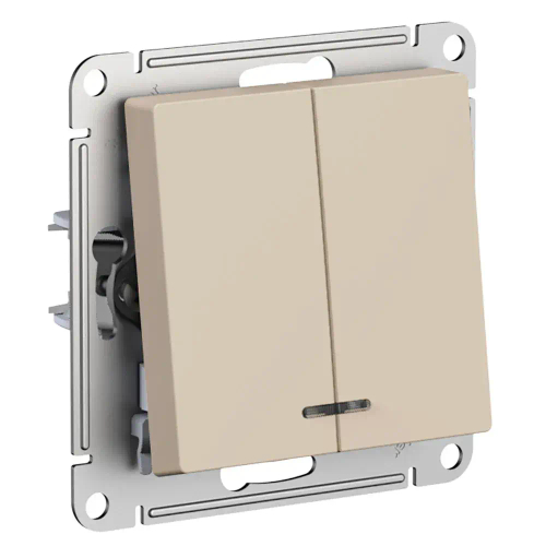 ATLASDESIGN 2-клавишный ВЫКЛЮЧАТЕЛЬ с подсветкой, сх.5а, 10АХ, механизм, ПЕСОЧНЫЙ