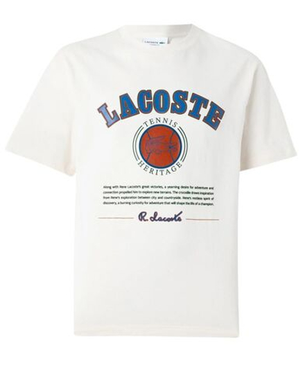 Теннисная футболка Lacoste Print Cotton - ecru white
