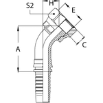 Фитинг DN 32 ORFS (Г) 1.11/16 (45) (накидная гайка)