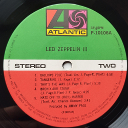 Винтажная виниловая пластинка LP Led Zeppelin III (Japan 1976) (No Obi) Immigrant Song