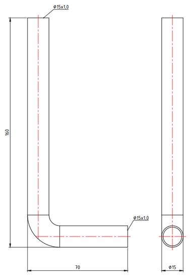 Отвод Valtec 15х70х160 мм безраструбный 90° (фитинги из нерж. стали серии VTi.960.I)