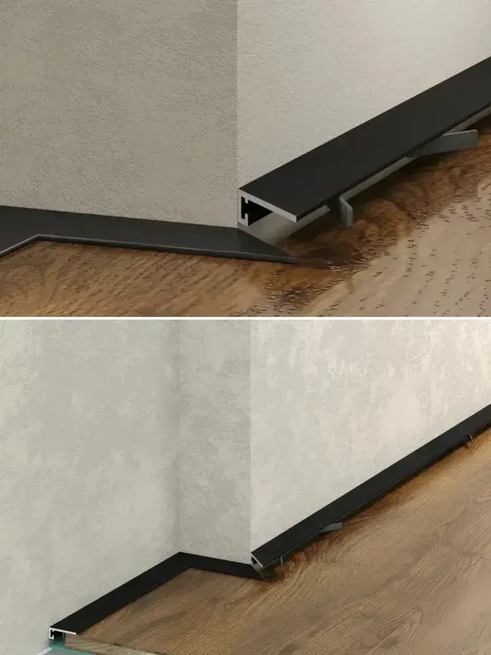 Алюминиевый микроплинтус(щелевой) DIELE черный/мат ПО-189 16мм 2,7м.+ комплект пружин 6 шт.