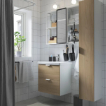 Комбинация для ванной - IKEA ENHET, 64х43х65 см, белый/имитация дуба, ЭНХЕТ ИКЕА