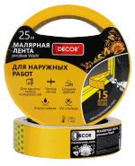 Малярная лента. 38мм*25м, оранжевая для наружных работ DECOR 791-3825