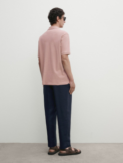 Massimo Dutti Поло из рельефного хлопкового пике, пестро-розовый