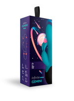 Нагреваемый вибратор зайчик Близнецы Infinite Gemini (Цвет: голубой с черным)