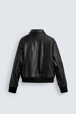 ZARA СТЕГАНАЯ КУРТКА ИЗ ИСКУССТВЕННОЙ КОЖИ, ЧЕРНЫЙ