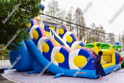 Батут-горка "Дракон синий", 10*5*8 м