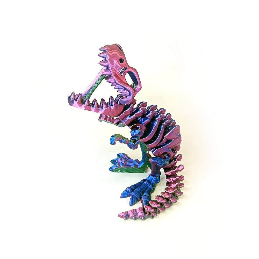 Динозавр-скелет Ти-Рекс (T-rex Dino) с косточкой, гибкая фигурка, трехцветный