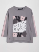 Лонгслив для девочки оверсайз с принтом