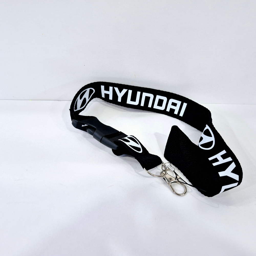 HYUNDAI (чёрный) Люкс / Брелок, шнурок для ключей на шею HYUNDAI (Хёндэ), ланъярд, крафт, чёрный (1 шт)