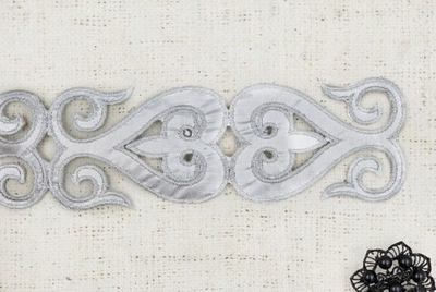 Тесьма термоузор орнамент, ш. 6 см, серебро