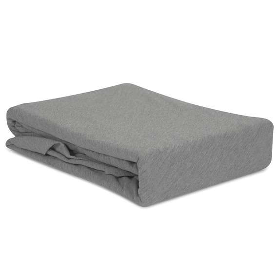 Простыня на резинке из хлопкового трикотажа серого цвета из коллекции essential