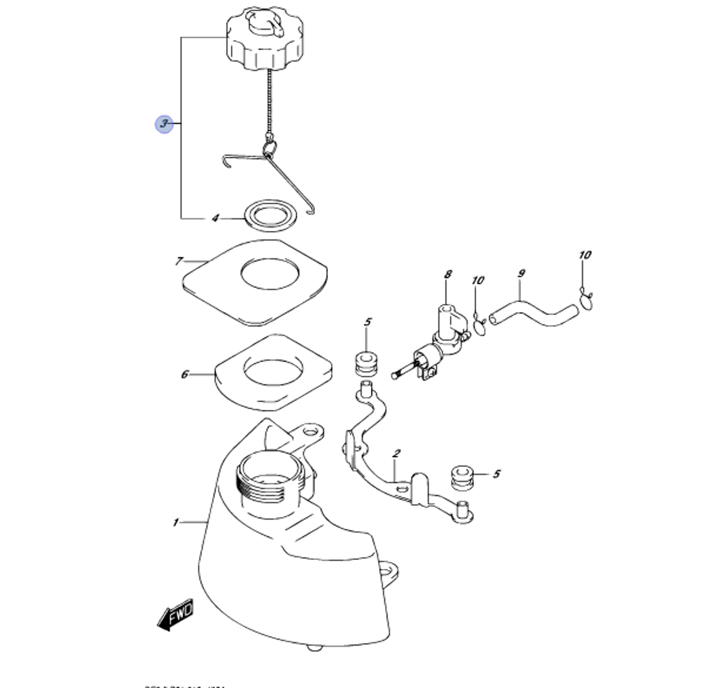 Крышка бензобака для Suzuki DF 4,6.
