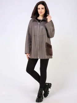 Дубленка зимняя двухсторонняя шуба с капюшоном