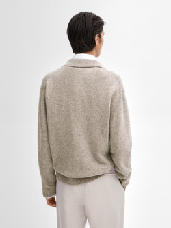 Massimo Dutti Легкий свитер с воротником поло, песочно-коричневый