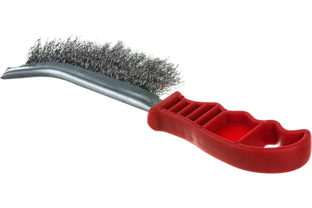 Корщетка с изогнутой пластиковой ручкой, стальная тип А, 38407