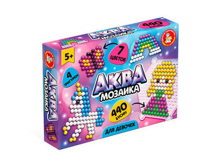 Аквамозаика 440 дет. 4 картинки, планшет "Для девочек"